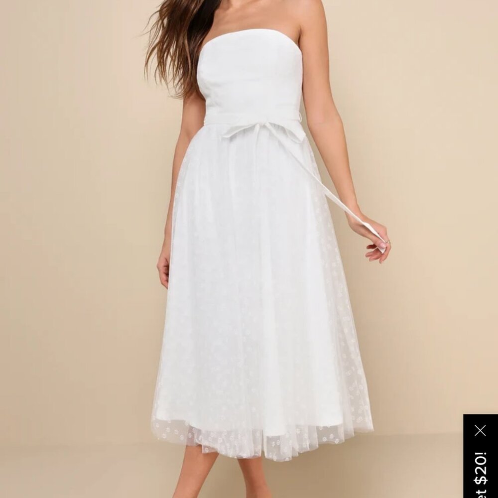 Lulus Large White Midi Strapless Dress